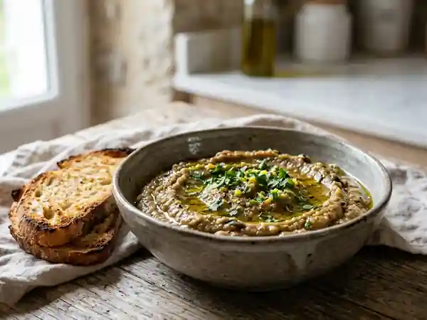 Aubergines fondues au four et ail frais - Photo de présentation