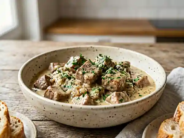 Veau fondant à la crème et vin blanc - Photo de présentation
