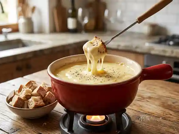 Fondue Fribourgeoise Moitié-Moitié : Recette Authentique et Savoureuse - Photo de présentation