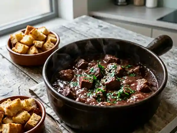 Fondue d'Agneau Fondante au Vin Rouge Corsé - Photo de présentation