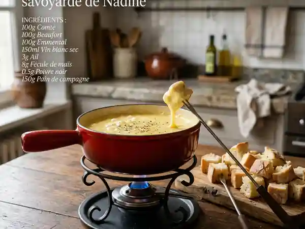 Fondue savoyarde onctueuse aux trois fromages - Photo de présentation
