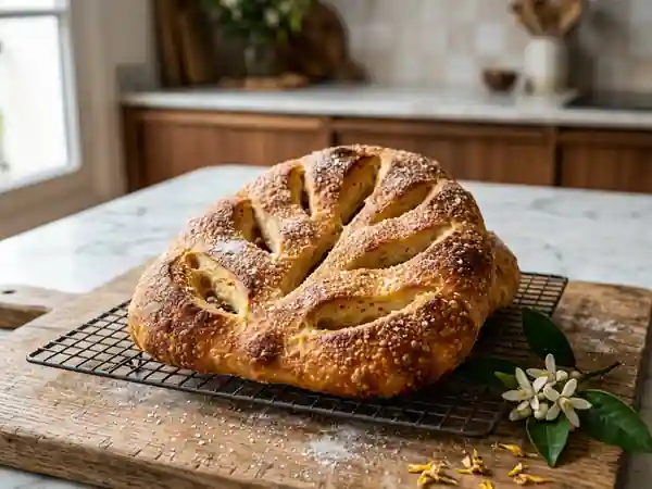 Fougasse moelleuse parfumée à la fleur d'oranger : recette facile et gourmande - Photo de présentation