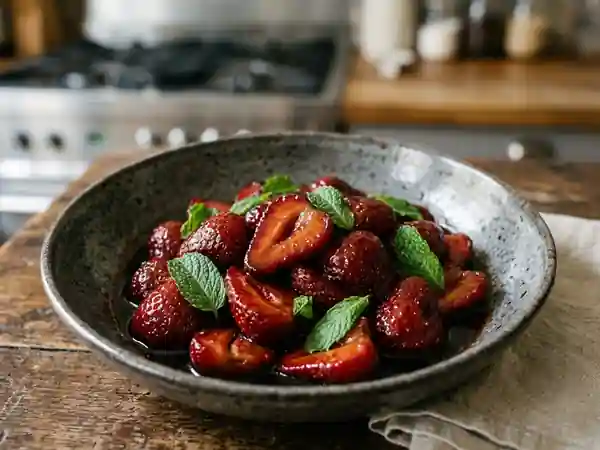 Fraises chaudes au vinaigre balsamique : dessert gourmand et facile - Photo de présentation