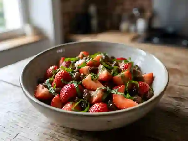 Fraises fondantes à la menthe et raisins - Photo de présentation