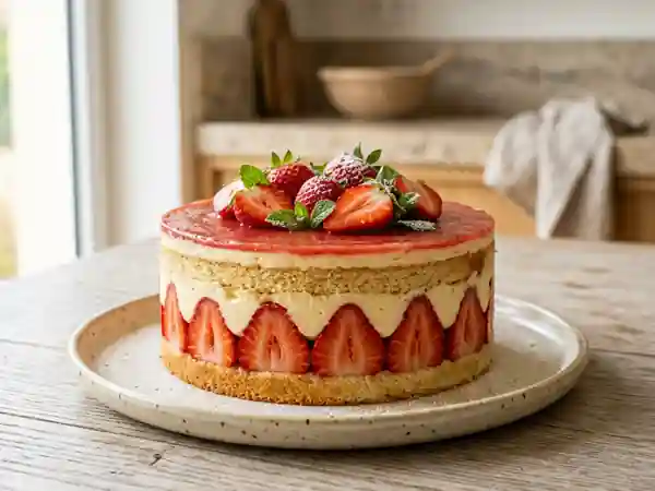 Fraisier fondant à la crème mousseline - Photo de présentation