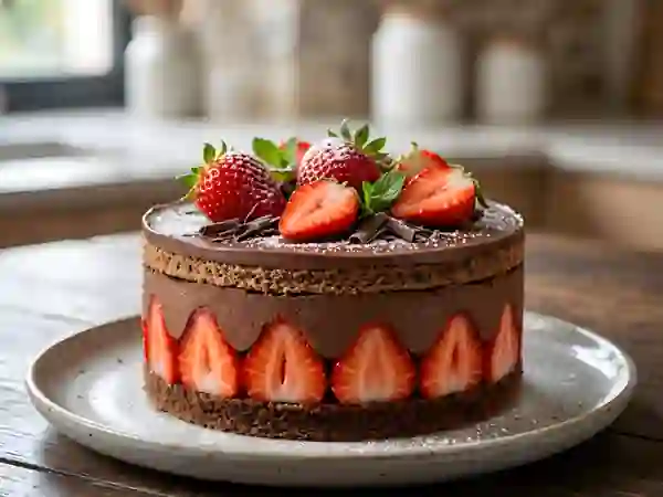 Fraisier fondant au chocolat noir - Photo de présentation