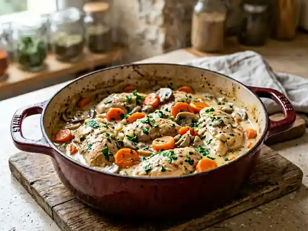 Fricassée de Poulet Crémeuse aux Champignons - Photo de présentation