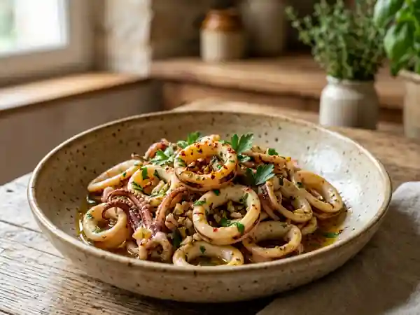 Calamars fondants à l'ail et piment d'Espelette - Photo de présentation