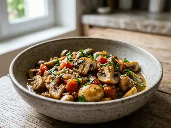 Poêlée de champignons à l'ail et tomate - Photo de présentation