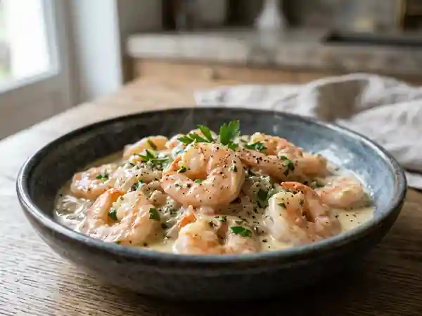Fricassée de crevettes onctueuse au vin blanc - Photo de présentation