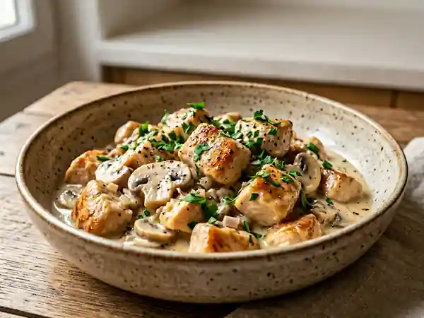 Fricassée de poulet légère à la crème : recette facile et gourmande - Photo de présentation