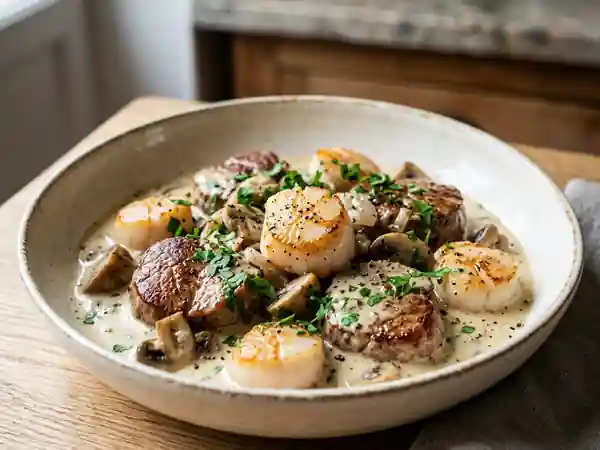 Fricassée de Veau aux Saint-Jacques : Recette Gourmande et Raffinée - Photo de présentation