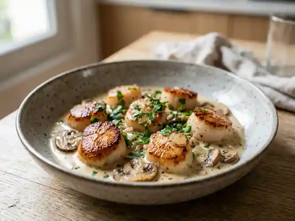 Saint-Jacques Fondantes aux Champignons et Crème - Photo de présentation
