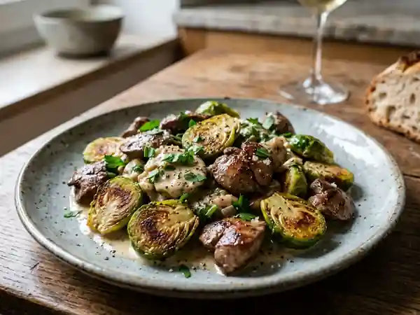 Fricassée de choux de Bruxelles et foies fondants - Photo de présentation