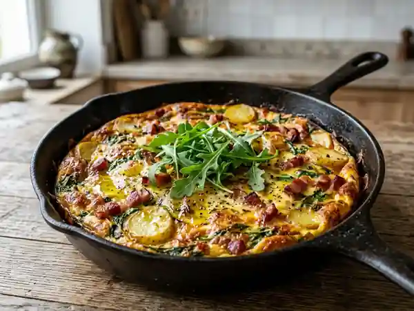 Frittata fondante lardons et roquette - Photo de présentation