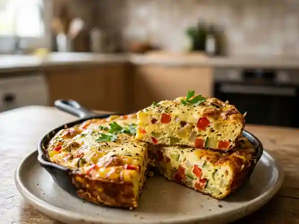 Frittata savoureuse aux légumes et fromage - Photo de présentation