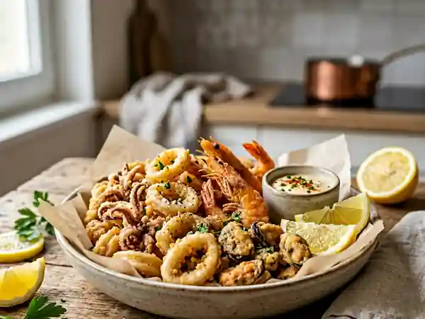 Fritto misto croustillant aux fruits de mer - Photo de présentation