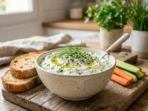 Fromage blanc onctueux aux herbes fraîches - Photo de présentation