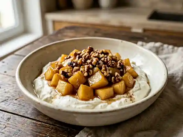 Fromage blanc onctueux aux pommes fondantes - Photo de présentation
