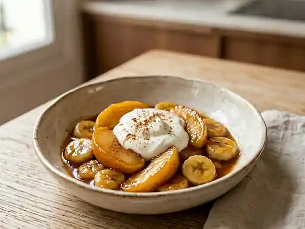 Fruits caramélisés au yaourt onctueux : dessert rapide et gourmand - Photo de présentation