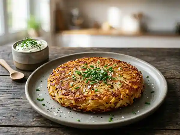 Galette de pommes de terre croustillante et savoureuse - Photo de présentation