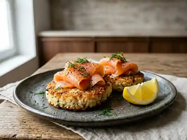 Galettes de riz croustillantes au saumon fumé - Photo de présentation