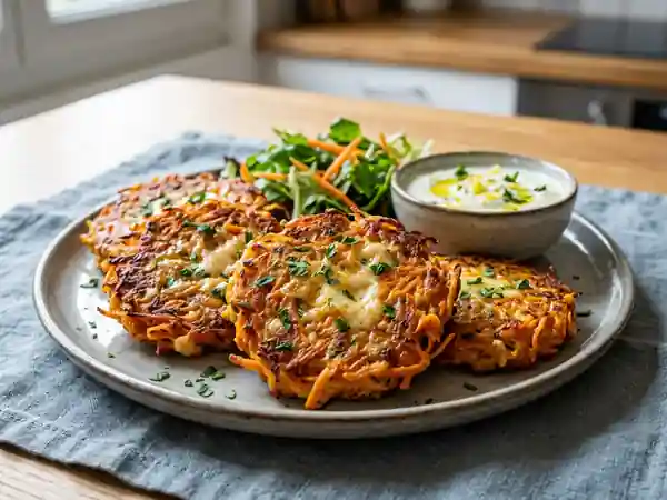 Galettes de carottes au fromage fondant : recette facile et gourmande - Photo de présentation