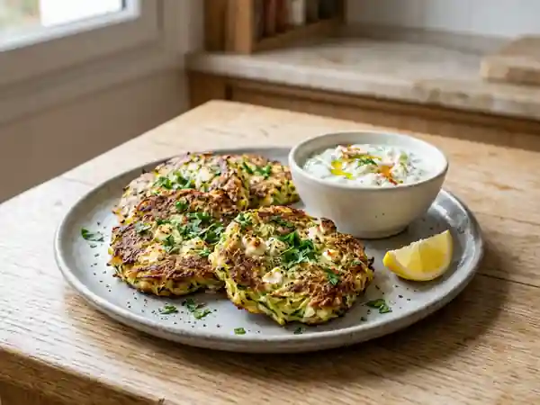 Galettes de courgette à la feta au four, recette facile et saine - Photo de présentation