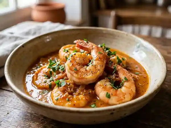 Gambas Flambées et Bisque de Homard Veloutée - Photo de présentation