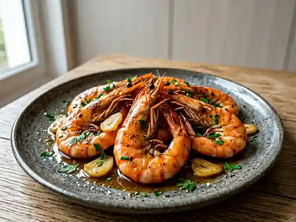 Gambas Grillées au Cognac et Ail Croquant - Photo de présentation