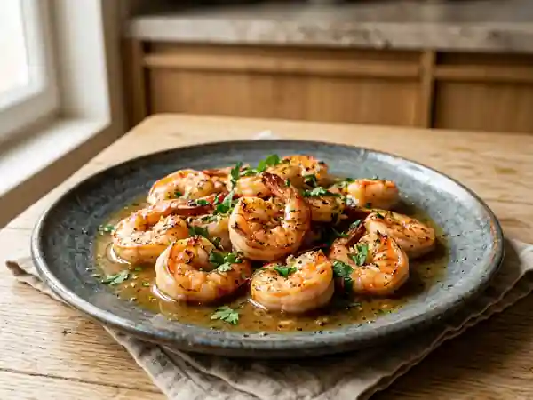 Gambas flambées au cognac et beurre d'ail - Photo de présentation