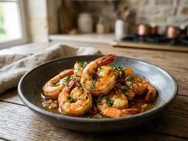 Gambas flambées au whisky : recette rapide et savoureuse - Photo de présentation