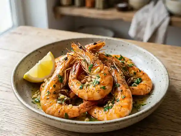 Gambas charnues à l'ail et persillade - Photo de présentation