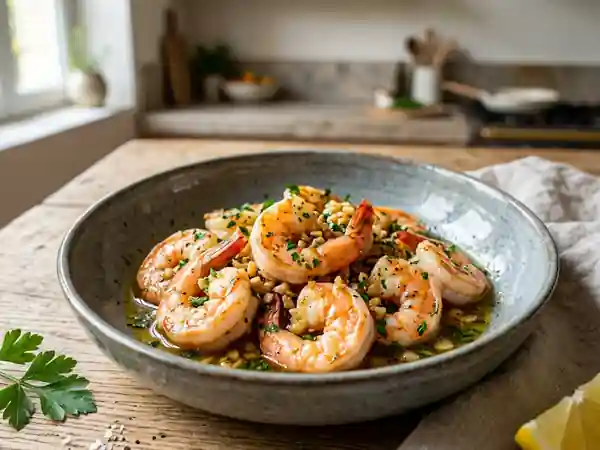 Gambas charnues à l'ail et persillade - Photo de présentation