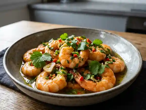 Gambas sautées au piment et citron vert - Photo de présentation