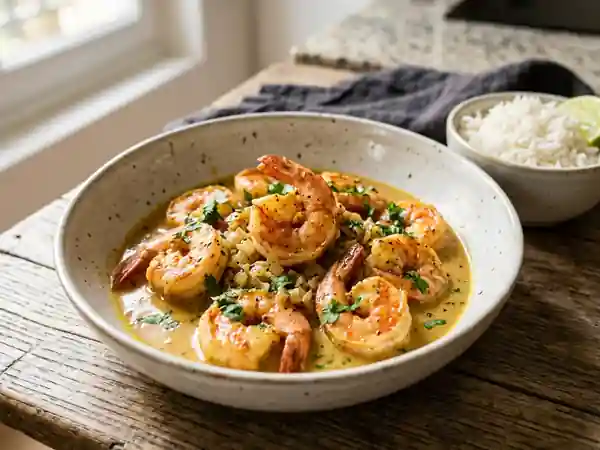Gambas onctueuses au coco et gingembre - Photo de présentation