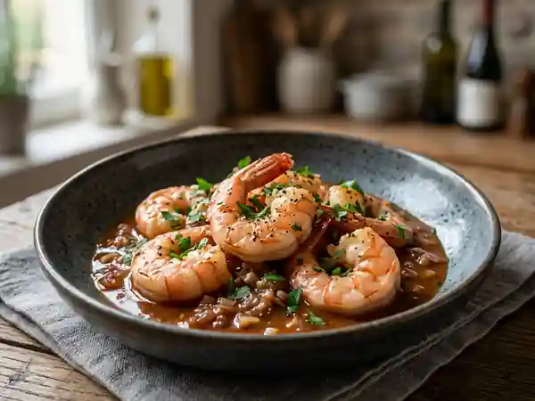 Gambas snackées au Porto et crème soyeuse - Photo de présentation