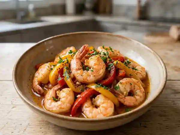 Gambas Snackées aux Poivrons Fondants - Photo de présentation