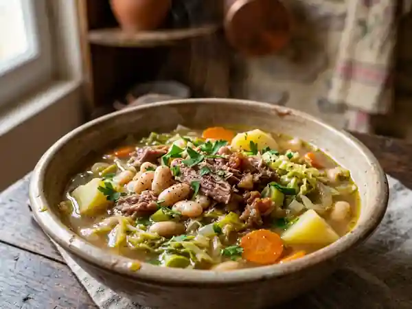 Garbure fondante au confit de canard et chou - Photo de présentation