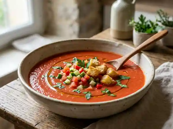 Gaspacho andalou frais : recette traditionnelle espagnole - Photo de présentation