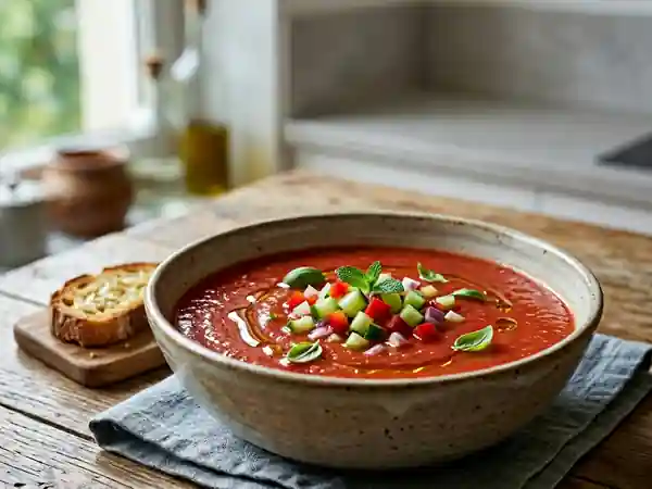 Gaspacho frais de légumes d'été - Photo de présentation