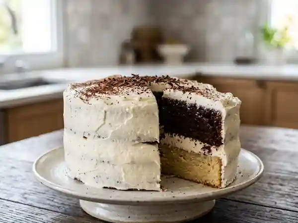 Layer cake moelleux vanille et chocolat - Photo de présentation