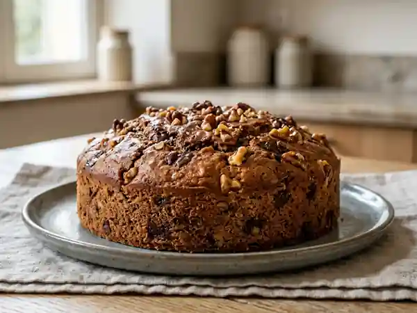 Gâteau ardéchois traditionnel aux noix et chocolat - Photo de présentation
