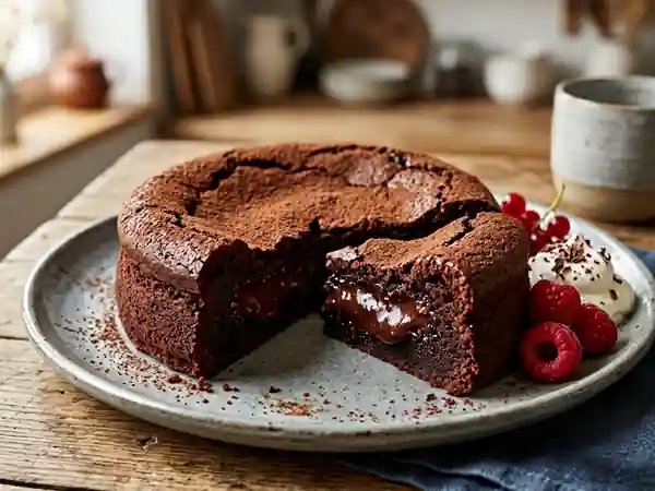 Gâteau au chocolat fondant sans farine pour une personne - Photo de présentation