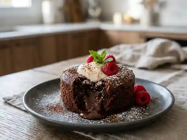 Gâteau au chocolat moelleux et rapide au micro-ondes pour une personne - Photo de présentation