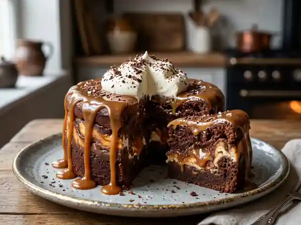 Gâteau Fondant Fromage, Chocolat et Caramel - Photo de présentation