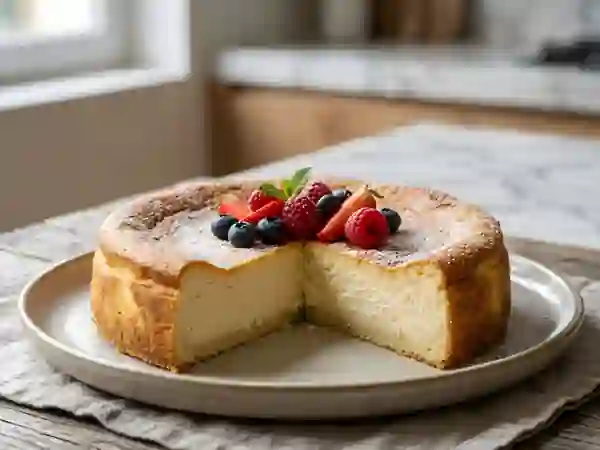 Gâteau au yaourt crémeux style cheesecake - Photo de présentation
