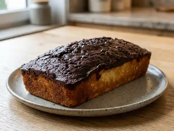 Gâteau yaourt et son craquant de chocolat noir - Photo de présentation