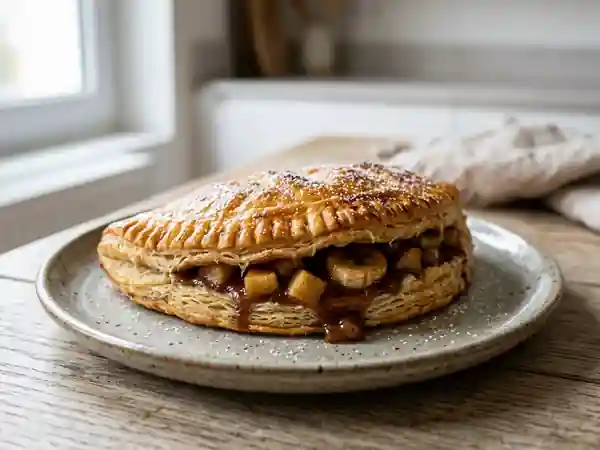 Chausson feuilleté à la pomme et banane rôtie - Photo de présentation