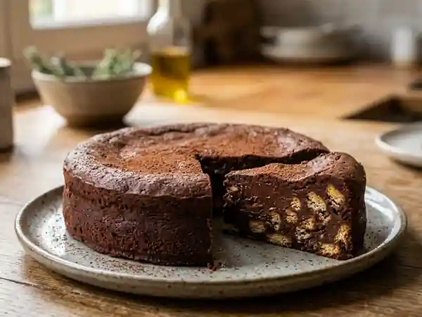 Gâteau crémeux au chocolat et biscuits à l'italienne - Photo de présentation